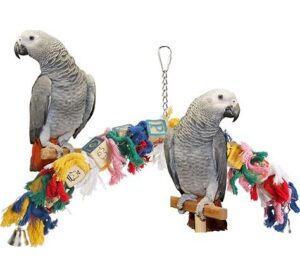GATMAHE Wooden Bird Toys With Bells: Climbing, Chewing, Unraveling, Hanging - Medium-Sized Birds