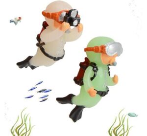 Anrui 2 Pack Floating Fish Tank Decorations Cute Diver Aquarium Decoration Floating Device 